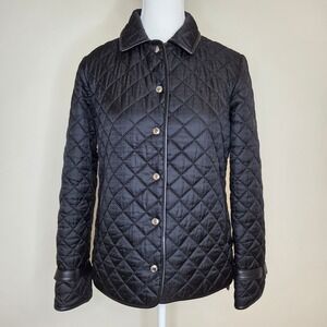 Vintage Y2K Coach Black Quilted Signature C Logo Jacket Leather Trim XS Korea